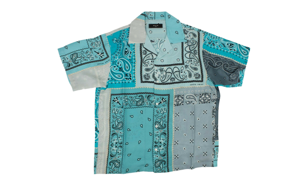 Silk Bandana Print Button Down Shirt "Blue"