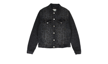 BLACK MONOGRAM LEOPARD PRINT TRUCKER 