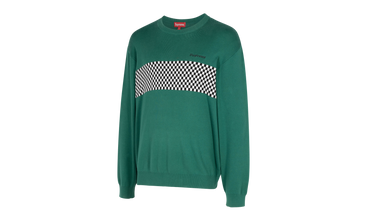 Checkered Panel Crewneck Sweater 