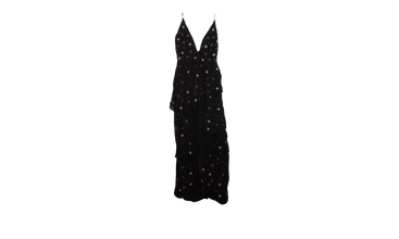 Asymmetrical Deep V Bead Silk Long Dress 