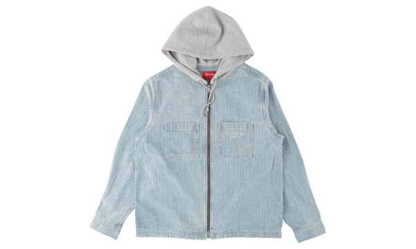 Hooded Stripe Denim Zip Up Sweatshirt "FW 17"