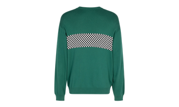 Checkered Panel Crewneck Sweater 