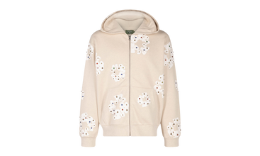 Rhinestone Cotton Wreath Zip Hoodie 