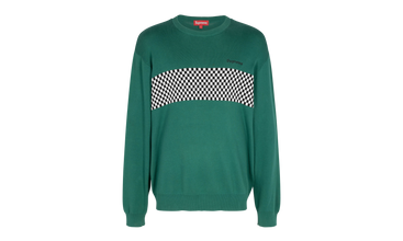 Checkered Panel Crewneck Sweater 