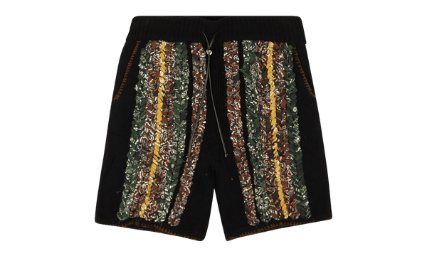 Cotton Braided Bandana Knit Shorts "Black and Multi"