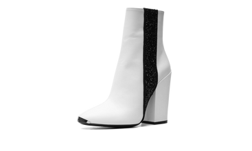 Glitter Stripe Round Toe Boots 
