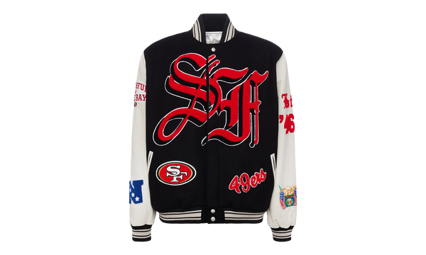SAN FRANCISCO 49ERS WOOL & LEATHER VARSITY JACKET Black/White "49ERS WOOL BLK/WHT"