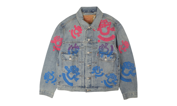Bstroy Tears Type-2 Light Wash Denim Trucker Jacket "Pink / Blue"