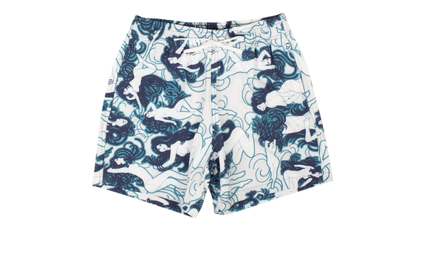 Naked Girls Swim Trunks "White and Blue"