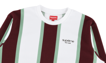Vertical Striped Pique Crewneck 