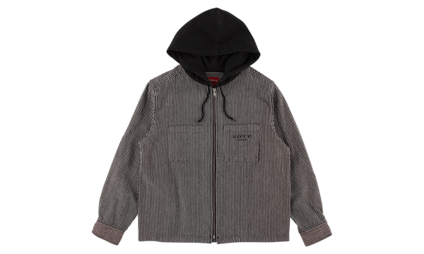 Hooded Stripe Denim Zip Up Sweatshirt "FW 17"