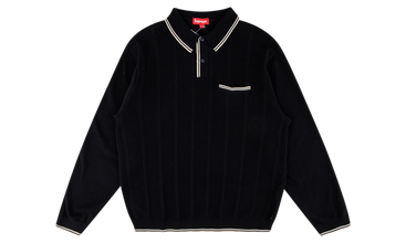 Stripe Rib LS Knit Polo 