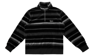 Stripe Velour Half Zip Pullove 