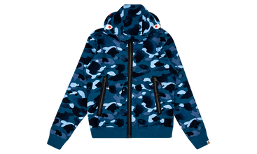 Gradation Camo Shark Mask Wide Zip Hoodie