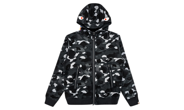 Gradation Camo Shark Mask Wide Zip Hoodie