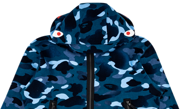 Gradation Camo Shark Mask Wide Zip Hoodie