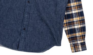 Hooded Plaid Denim Shirt