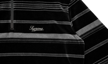 Stripe Velour Half Zip Pullove 