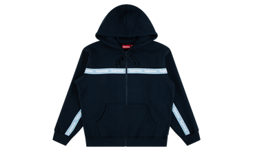 Text Stripe Zip Up Hoodie 