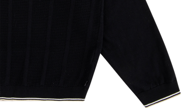 Stripe Rib LS Knit Polo 
