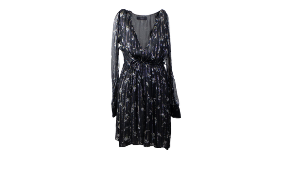 Floral Print Chiffon Dress "Black"