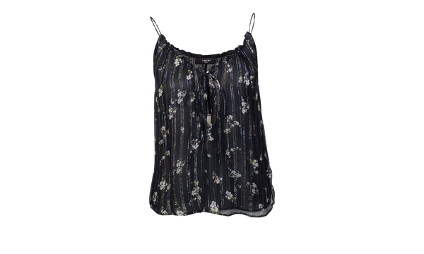 Floral Print Chiffon Tank Top "Black"