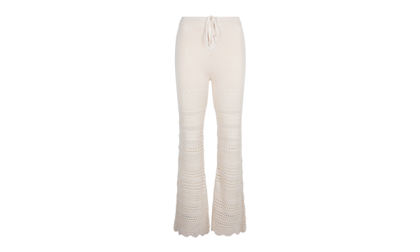 Checkered Crochet Flare Pants "White"