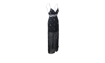 Embellished Silk Chiffon Midi Dress 