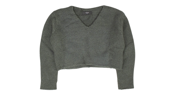 Cropped Boucle Sweater "Green"