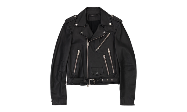 PERFECTO WITH PAINT EMBROIDERY Black Leather Jacket "Black"