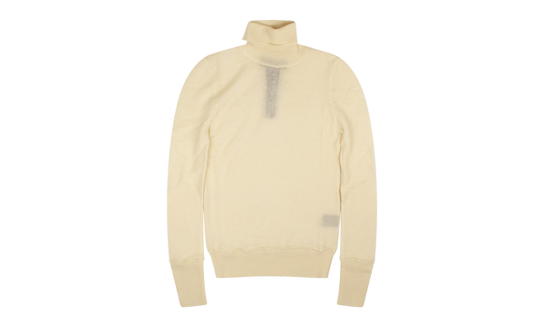 Distressed Cashmere Roll Turtle Neck "White"