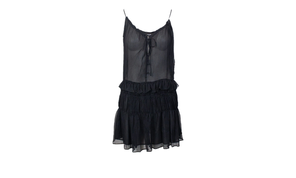 Crinkle Chiffon Slip Dress "Black"