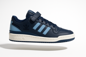 Blue Adidas Forum shoes, right view 2