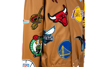 NBA Collage Vegan Leather Jacket 