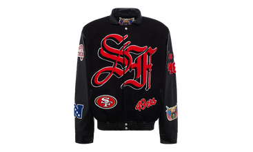 SAN FRANCISCO 49ERS WOOL & LEATHER VARSITY JACKET Black/Black 