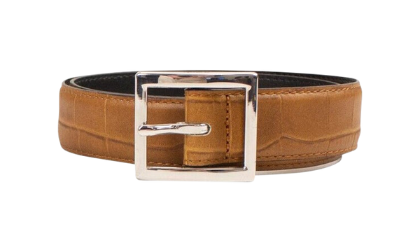 Embossed Croc Buckle Belt "Tan"