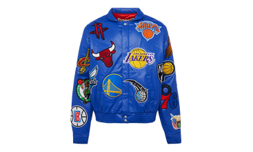 NBA COLLAGE VEGAN LEATHER JACKET Royal Blue 