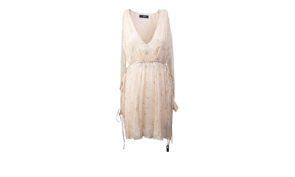 Floral Print Chiffon Dress "Nude"