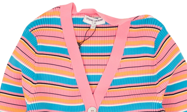 CROPPED STRIPED RIB CARDIGAN 