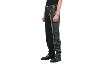MM6 DENIM AND LEATHER SPLIT PANTS Pants Black 
