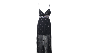 Embellished Silk Chiffon Midi Dress 