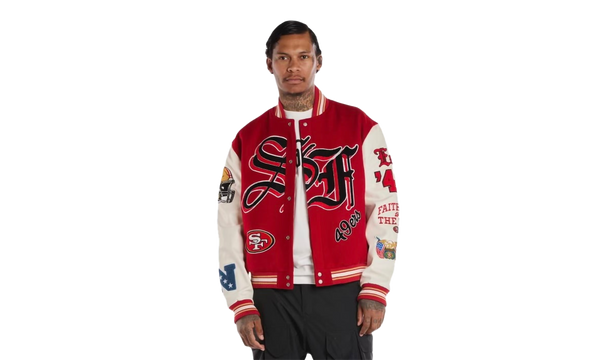 SAN FRANCISCO 49ERS WOOL & LEATHER VARSITY JACKET "49ERS WOOL RED"