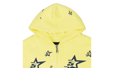SP5DER DOUBLE LAYER 5STAR ZIP UP YELLOW HOODIE 