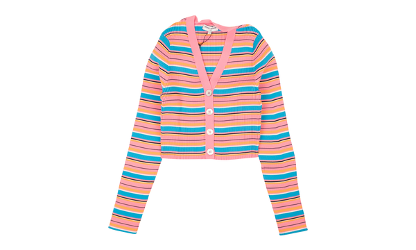 CROPPED STRIPED RIB CARDIGAN "Pink"