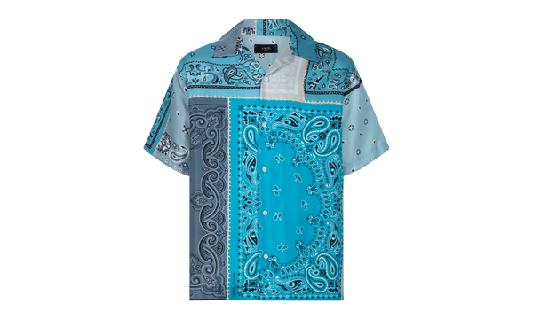 Silk Bandana Print Button Down Shirt "Blue"