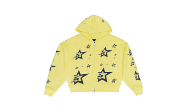 SP5DER DOUBLE LAYER 5STAR ZIP UP YELLOW HOODIE 