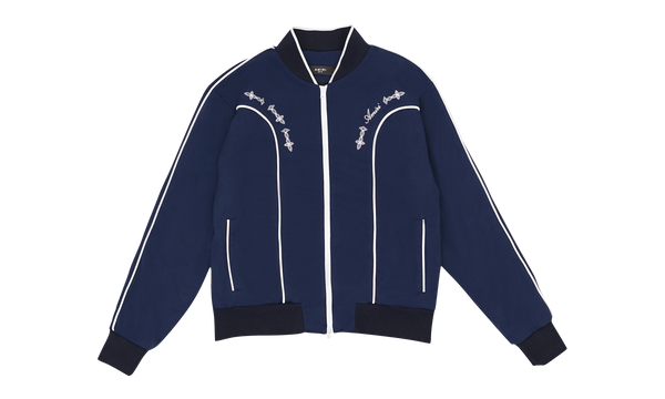 White Piped Track Jacket "Blue"
