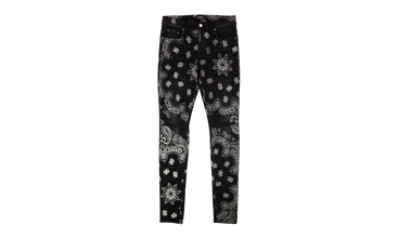 Black Cotton Flocked Bandana Skinny Jeans 