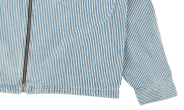 Hooded Stripe Denim Zip Up Sweatshirt 