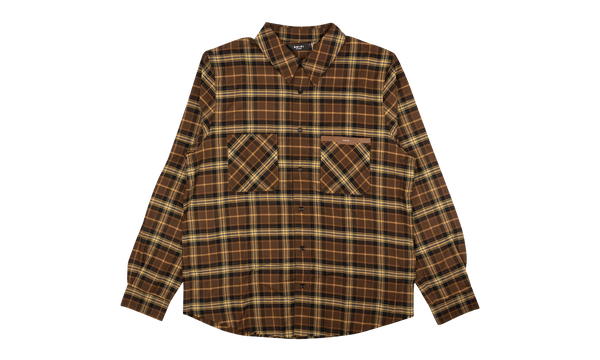 Logo Flannel Button Down "Brown"